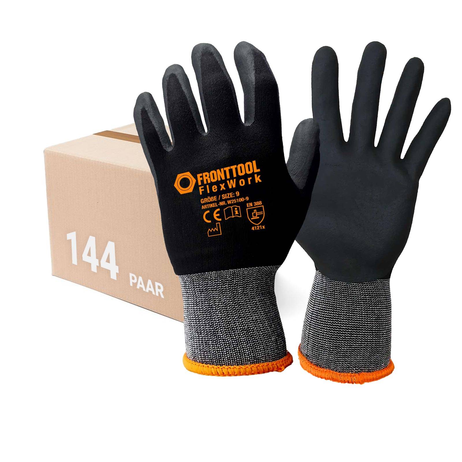 FRONTTOOL Arbeitshandschuhe FlexWork 144 Paar - Größe:9