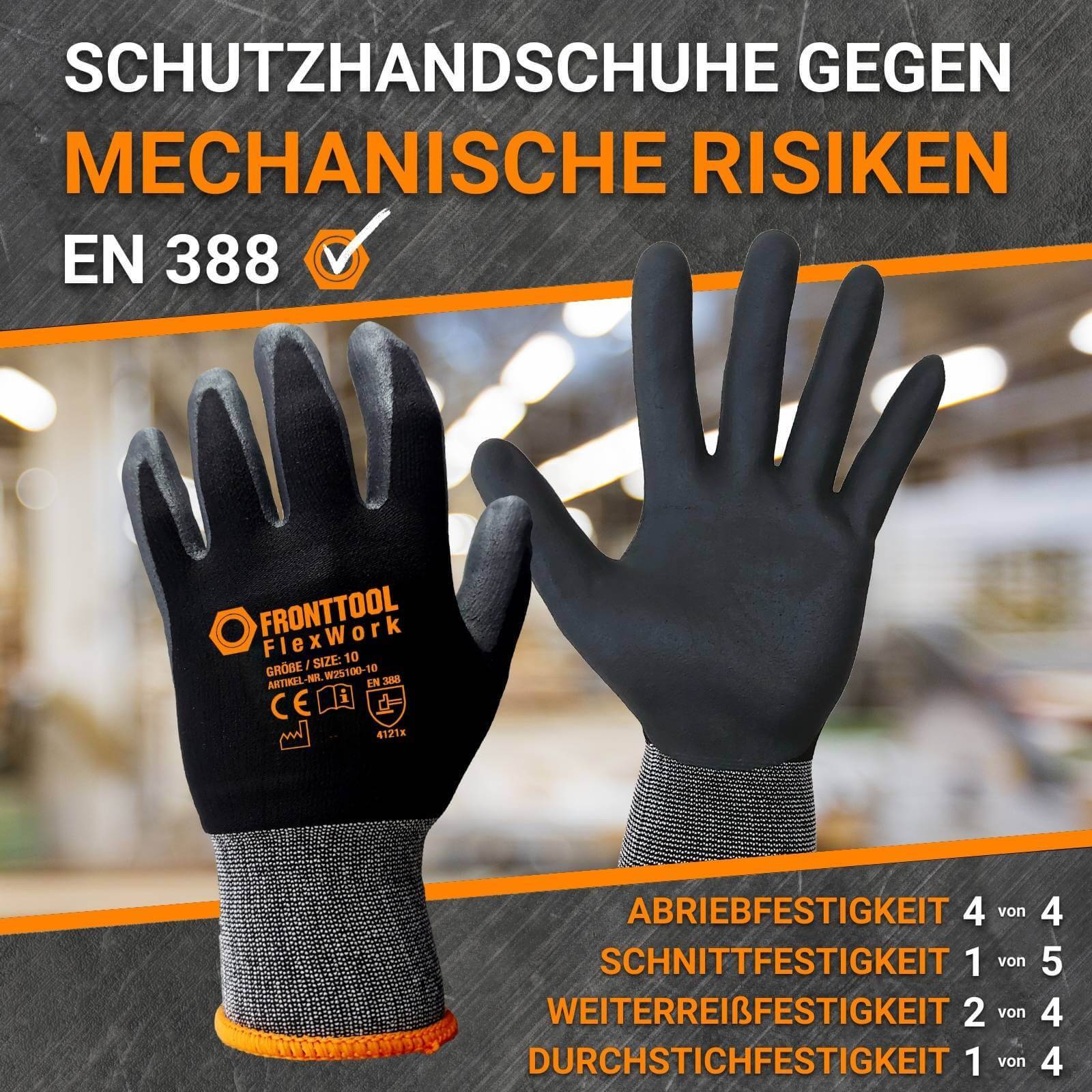 FRONTTOOL Arbeitshandschuhe FlexWork 144 Paar - Größe:10
