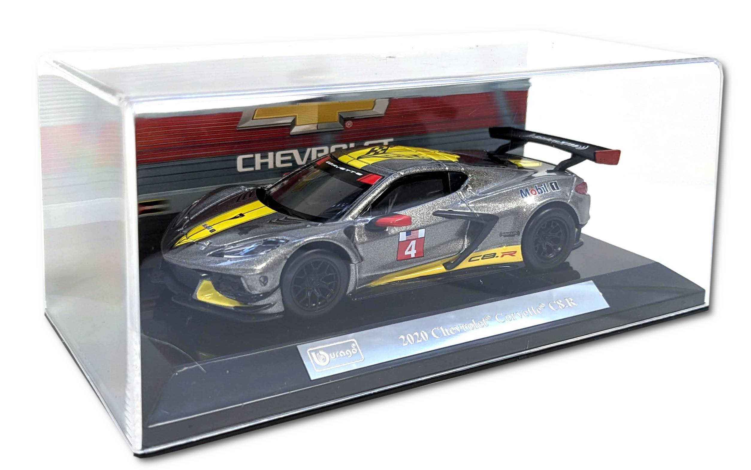 Bburago 18-38312 - Modellauto - Chevrolet Corvette C8R '20 (grau, Maßstab 1:43) Modell Auto