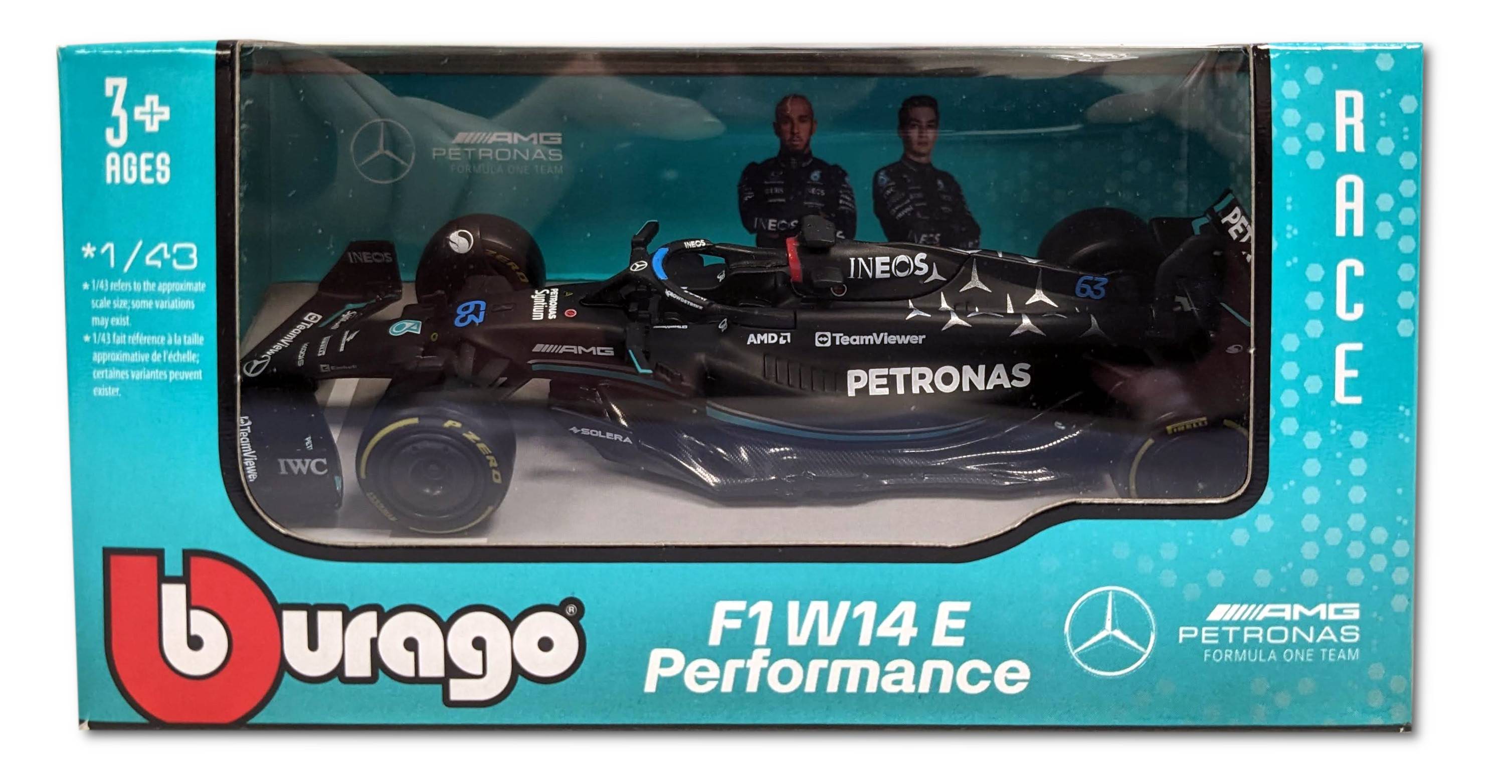 Bburago 18-38080R - Modellauto - F1 Mercedes AMG W14 '23 #63 Russel (Maßstab 1:43) Formel 1