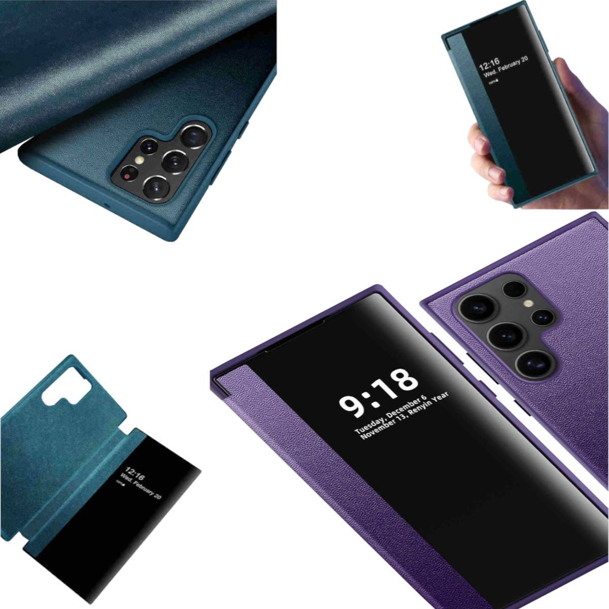 Für Samsung Galaxy S24 Ultra View Spiegel Smart Cover Wake UP Lila