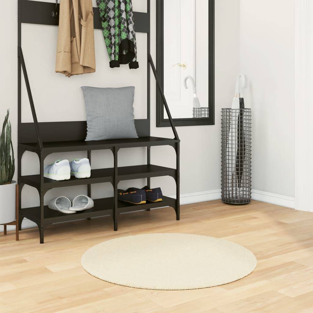 vidaXL Teppich HUARTE Kurzflor Weich und Waschbar Creme Ø 80 cm