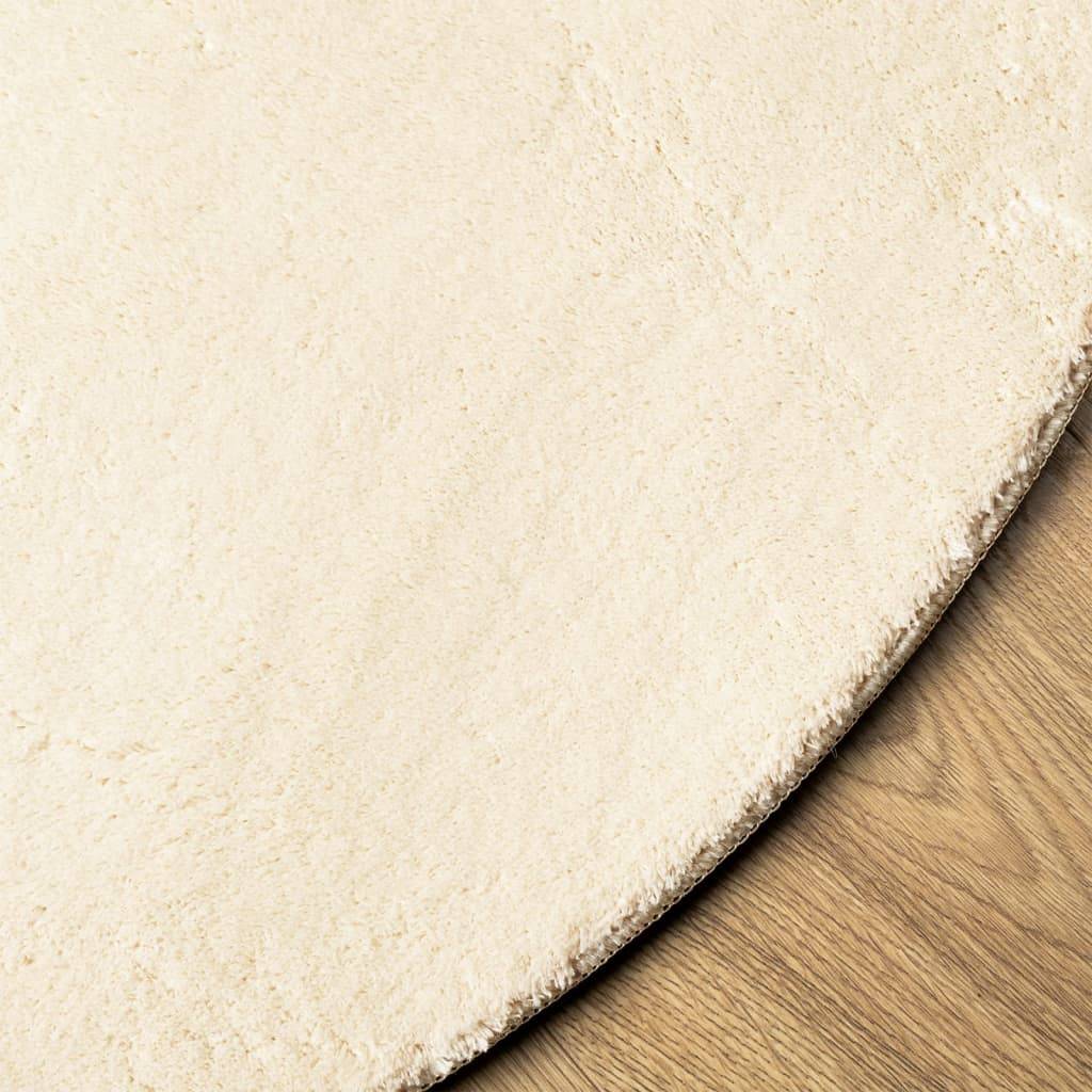 vidaXL Teppich HUARTE Kurzflor Weich und Waschbar Creme Ø 80 cm