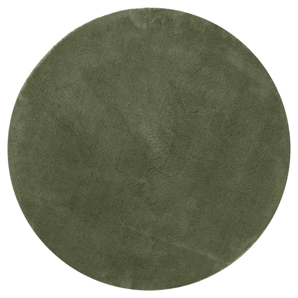 vidaXL Teppich HUARTE Kurzflor Weich und Waschbar Waldgrün Ø 100 cm