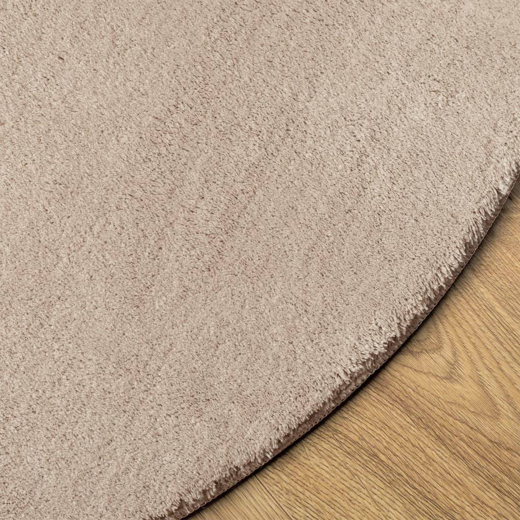 vidaXL Teppich HUARTE Kurzflor Weich und Waschbar Sandfarben Ø 80 cm
