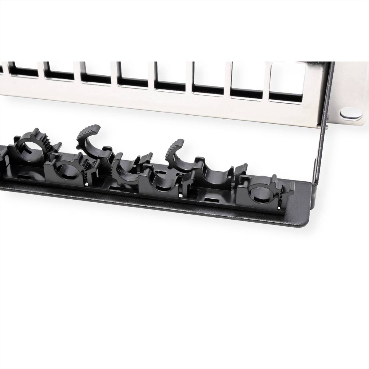 ROLINE 19-Zoll-Keystone-Modulträger, leer, 24P. geschirmt, Clip-Befestigung, schwarz