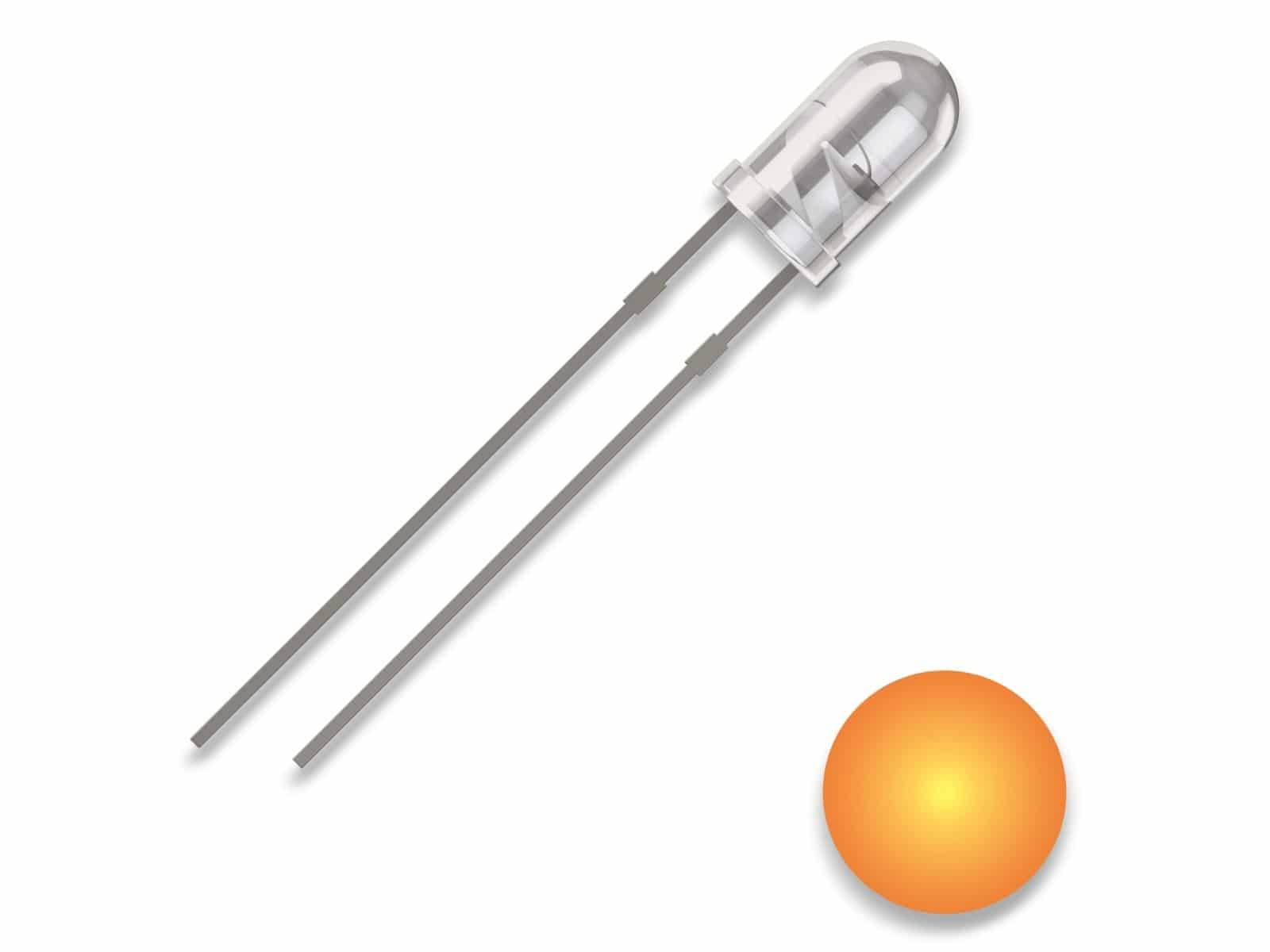 QUADRIOS LED, 3 mm, gelb, 2,54 mm, 590 nm