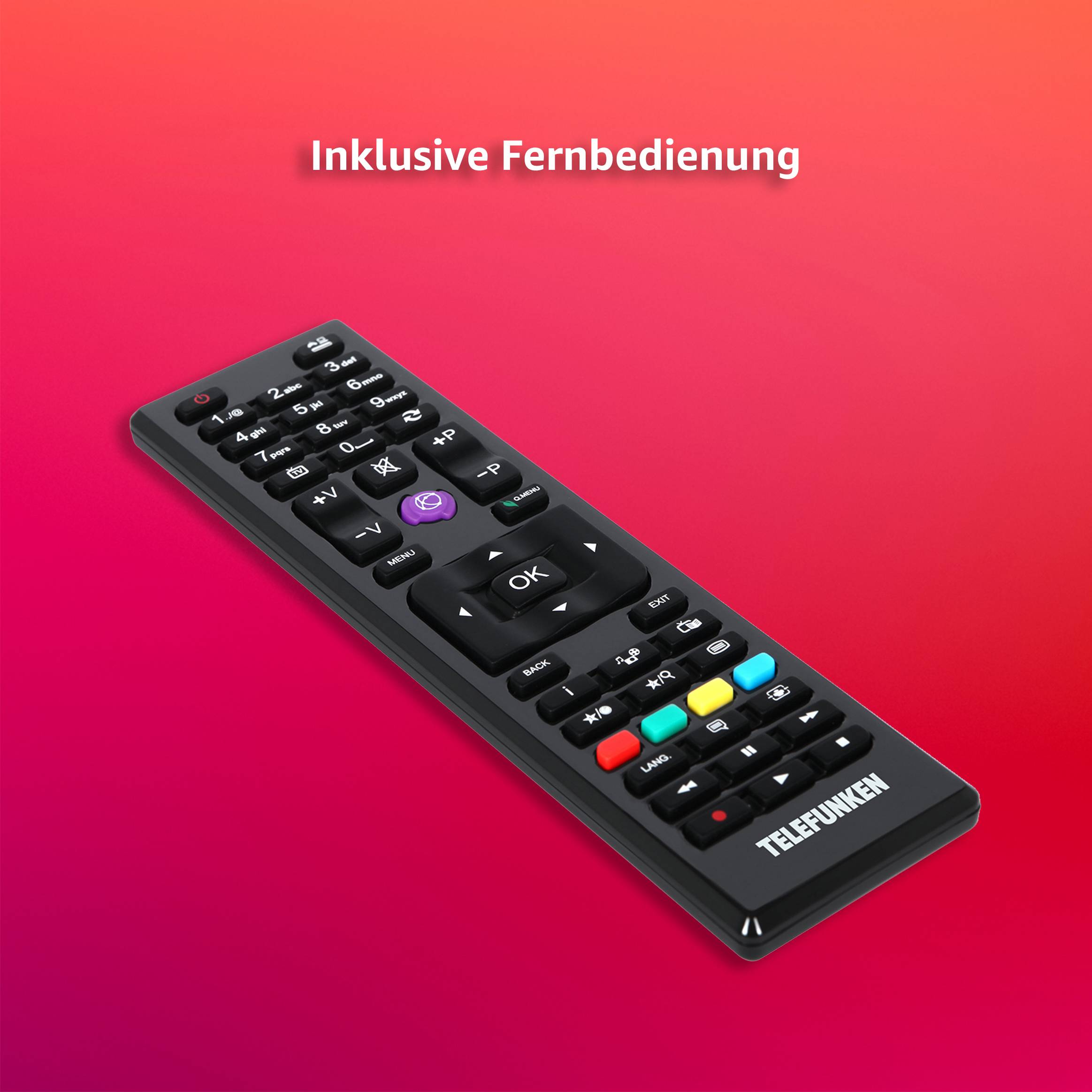 TELEFUNKEN XH24O550M Fernseher 24 Zoll HD-ready LED TV mit Triple-Tuner, schwarz