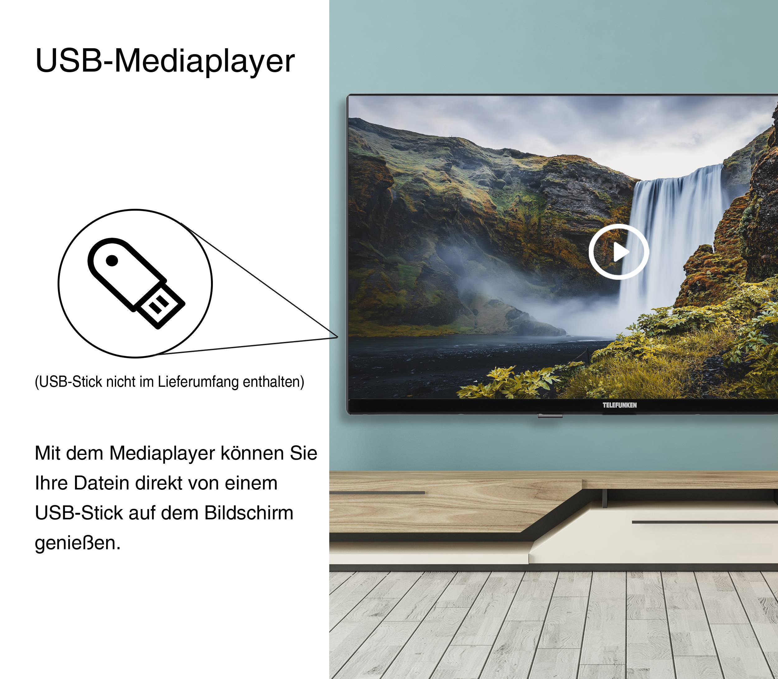TELEFUNKEN XH24O550M Fernseher 24 Zoll HD-ready LED TV mit Triple-Tuner, schwarz