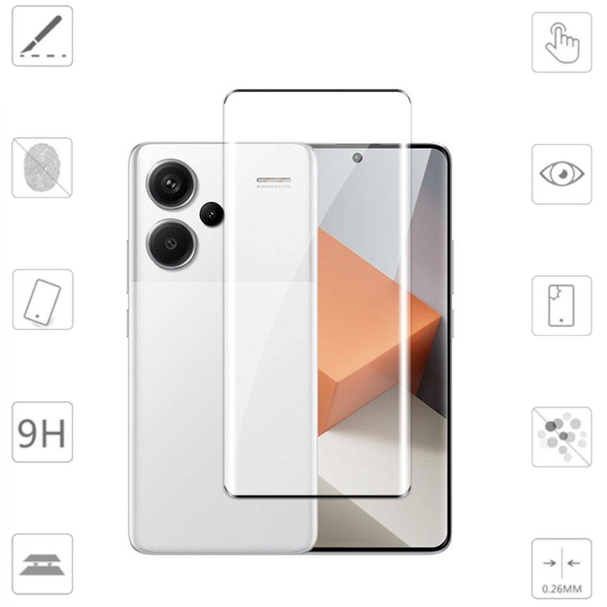 Für Xiaomi Redmi Note 13 Pro Plus 4D Premium 0,3mm H9 Curved Hart Glas