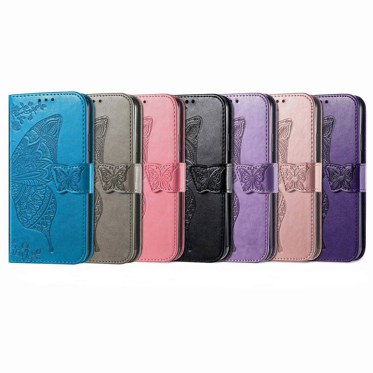 Für Xiaomi Redmi Note 13 Pro / Poco X6 Kunstleder Wallet Handy Tasche Schmetterling Design Schutz Hülle Lila