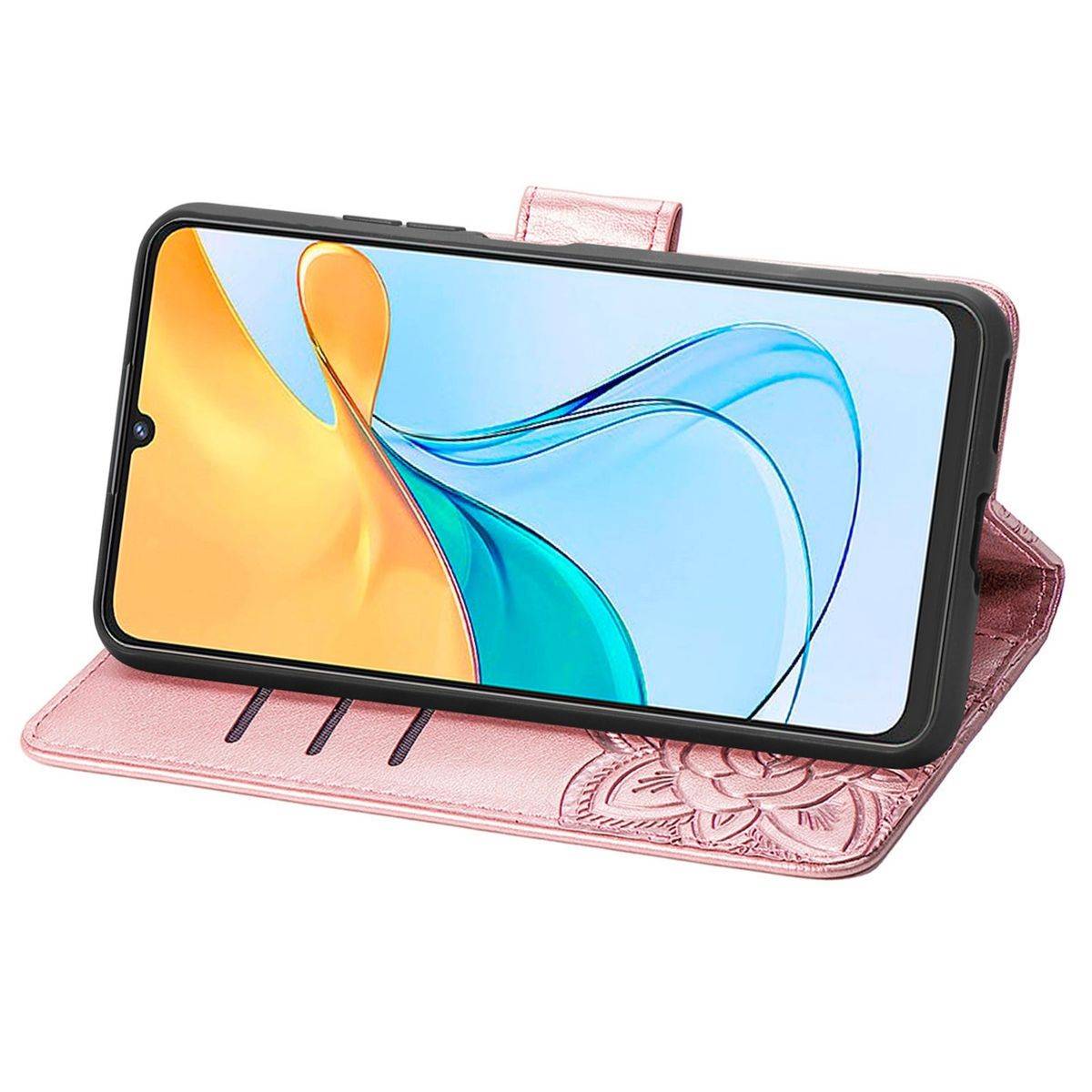 Für ZTE Blade V50 Vita Kunstleder Wallet Handy Tasche Schmetterling Design Schutz Hülle Case Cover Etuis Rosa