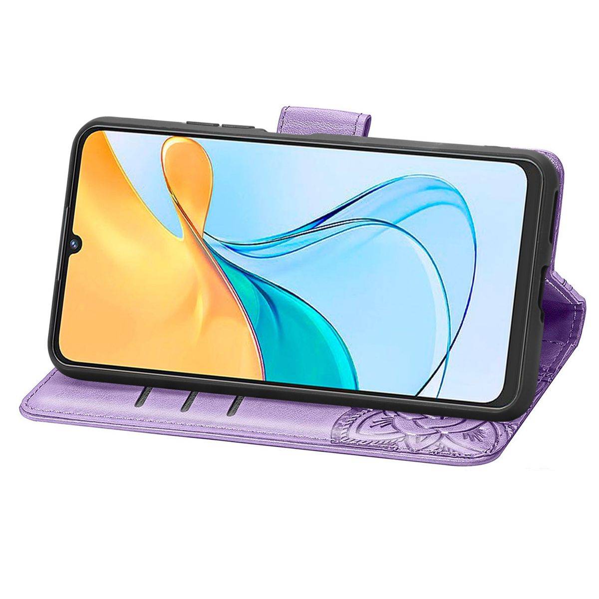 Für ZTE Blade V50 Vita Kunstleder Wallet Handy Tasche Schmetterling Design Schutz Hülle Case Cover Etuis Hell-Lila