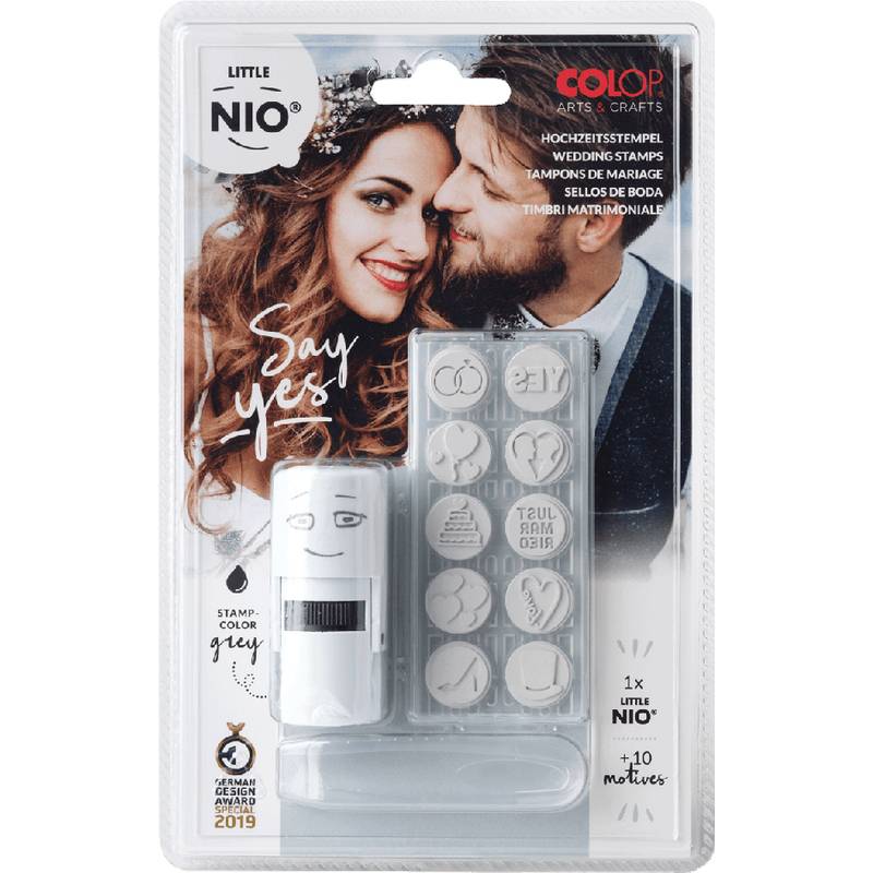 COLOP Motivstempel-Set "LITTLE NIO" Hochzeit, weiß
