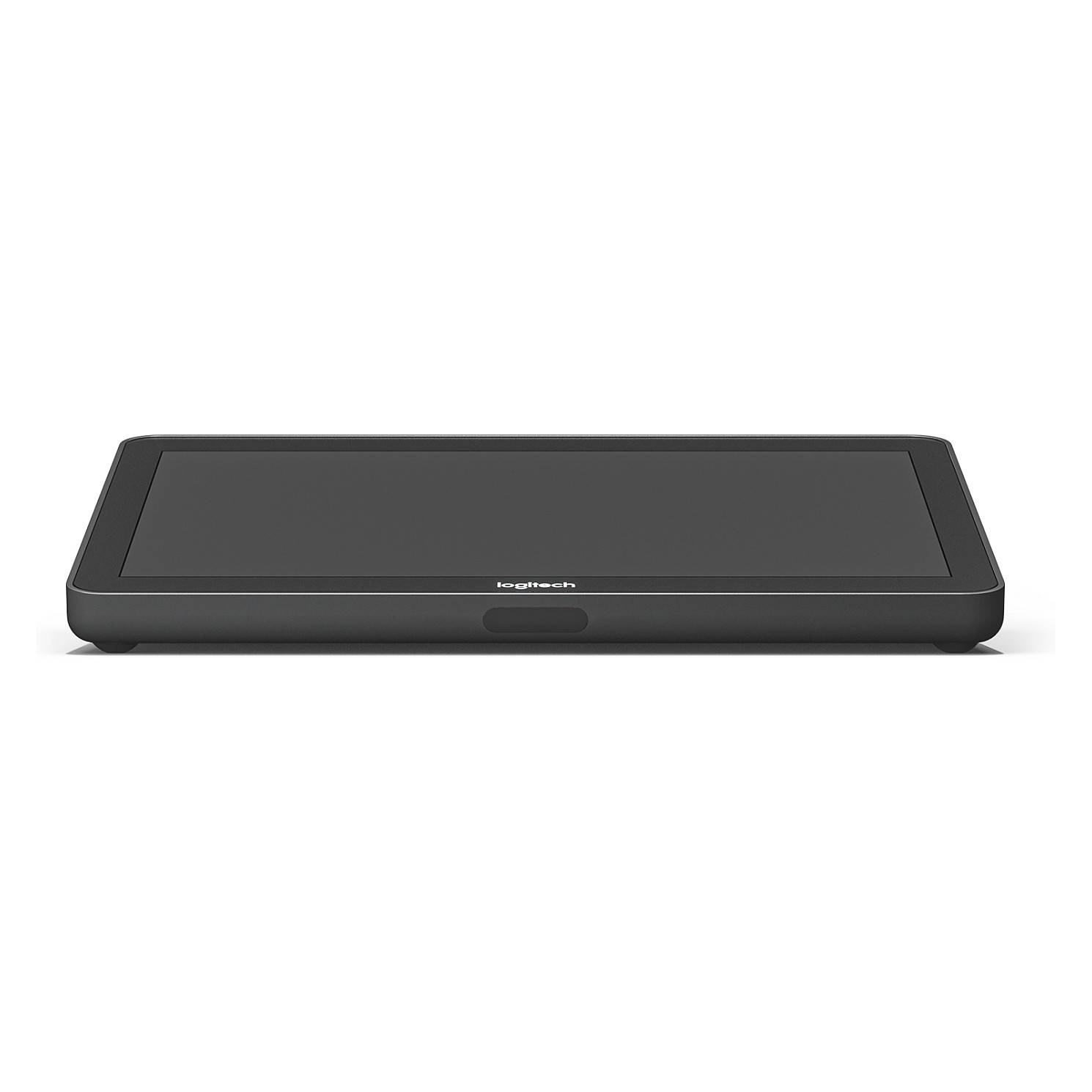 Ein schwarzes kabelloses Trackpad von Logitech, mit einem eleganten, minimalistischen Design.
