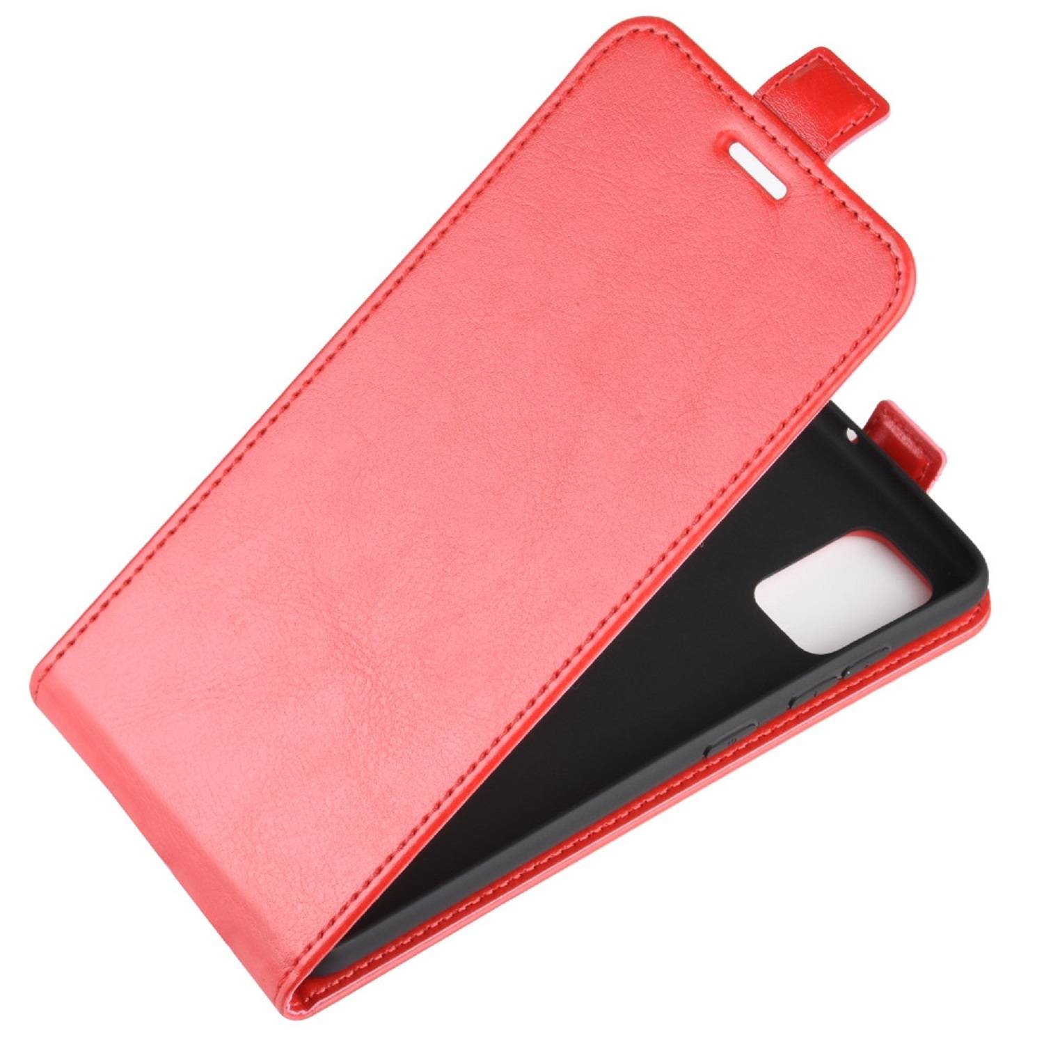 Flip Case Handyhülle für Samsung Galaxy A51 Vertikal Schutzhülle Tasche Cover RotBumper Smartphone Kartensteckplatz-Kreditkarte-Geldscheine EC-Kar
