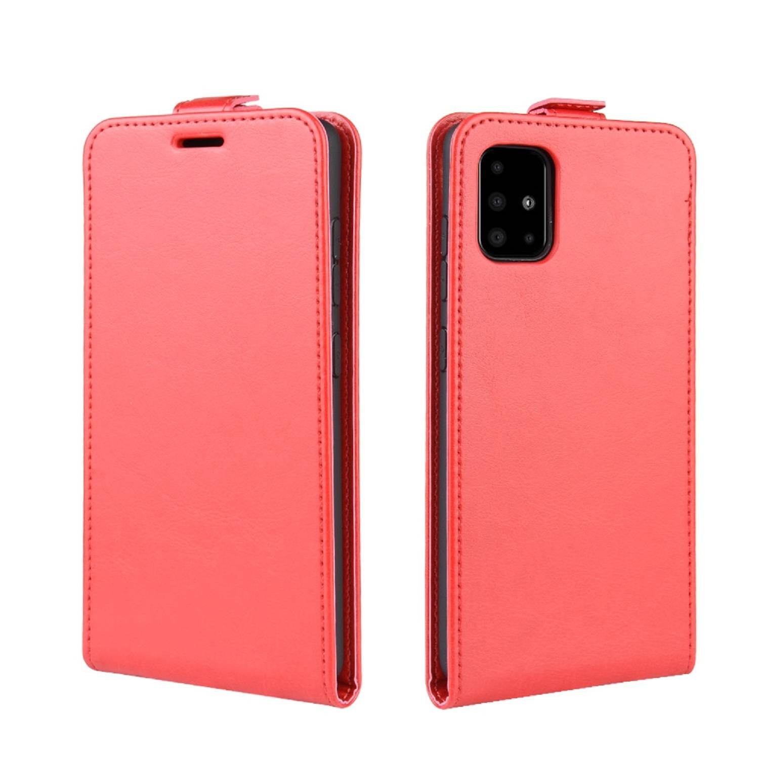 Flip Case Handyhülle für Samsung Galaxy A51 Vertikal Schutzhülle Tasche Cover RotBumper Smartphone Kartensteckplatz-Kreditkarte-Geldscheine EC-Kar