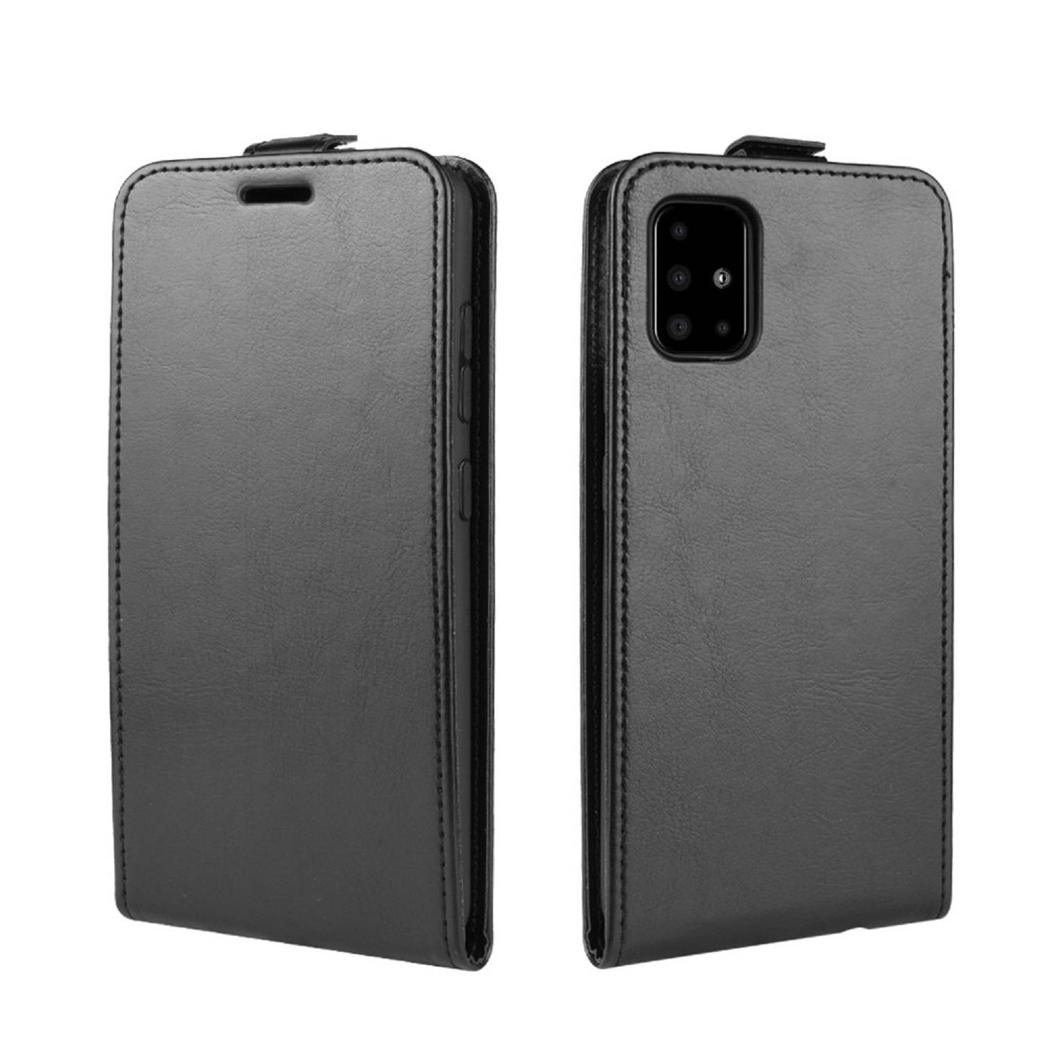 Flip Case Handyhülle für Samsung Galaxy A51 Vertikal Schutzhülle Tasche Cover Schwarz Bumper Smartphone Kartensteckplatz-Kreditkarte-Geldscheine EC