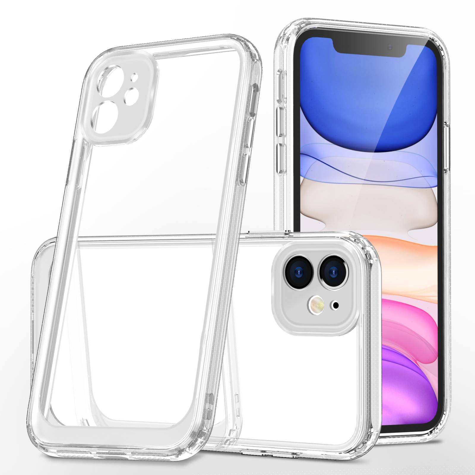 Schutzhülle für iPhone 11 Kamera Case Panzerhülle Handyhülle Cover Tasche Transparent Smartphone Bumper