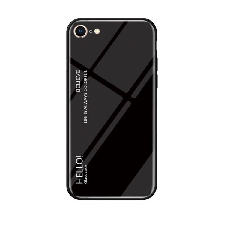 Schutzhülle für iPhone 8 Gardient Glashülle Cover Case Hülle Tasche Bumper Schwarz
