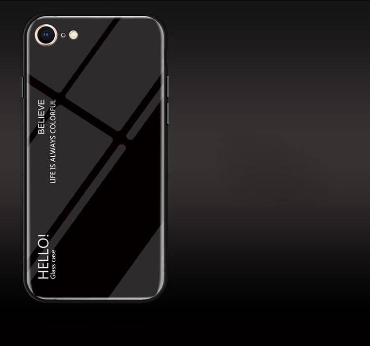 Schutzhülle für iPhone 7 Gardient Glashülle Cover Case Hülle Tasche Bumper Schwarz
