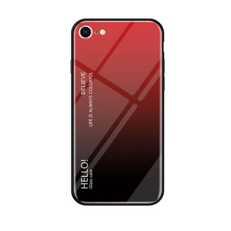 Schutzhülle für iPhone 8 Gardient Glashülle Cover Case Hülle Tasche Bumper Rot