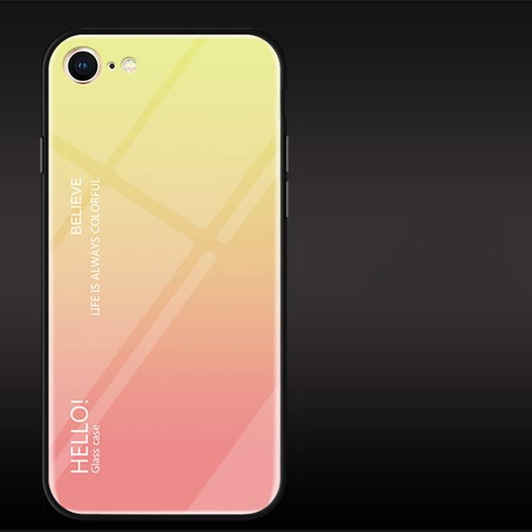 Schutzhülle für iPhone 7 Gardient Glashülle Cover Case Hülle Tasche Bumper GELB