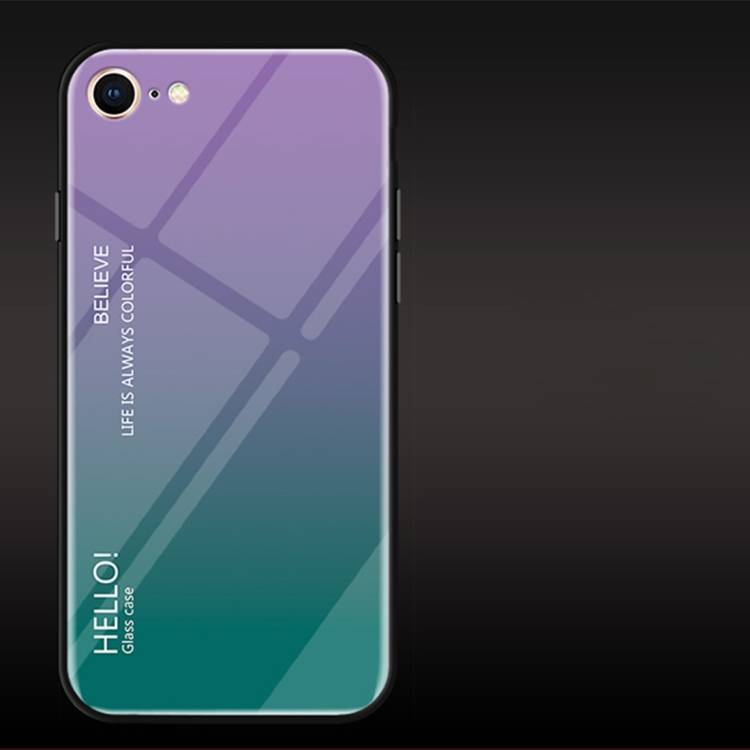 Schutzhülle für iPhone 7 Gardient Glashülle Cover Case Hülle Tasche Bumper LILA