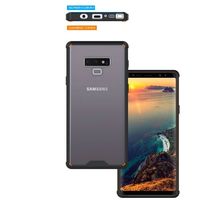 Handy Tasche für Samsung Galaxy Note 9 Case Schutz Hülle Cover Tranparent Schwarz