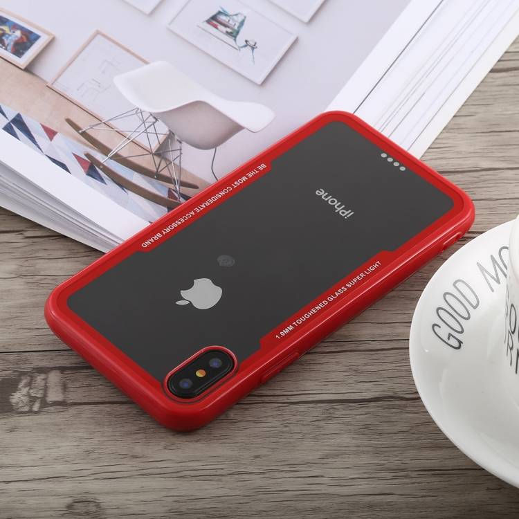 Schutzhülle für iPhone X Cover Case Panzer Hülle Tasche Transparent Rot