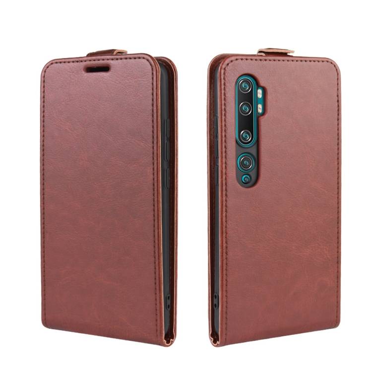 Flip Case Handyhülle für Xiaomi Mi Note 10 Pro Vertikal Schutzhülle Tasche Cover Braun Bumper Smartphone Kartensteckplatz-Kreditkarte-Geldscheine