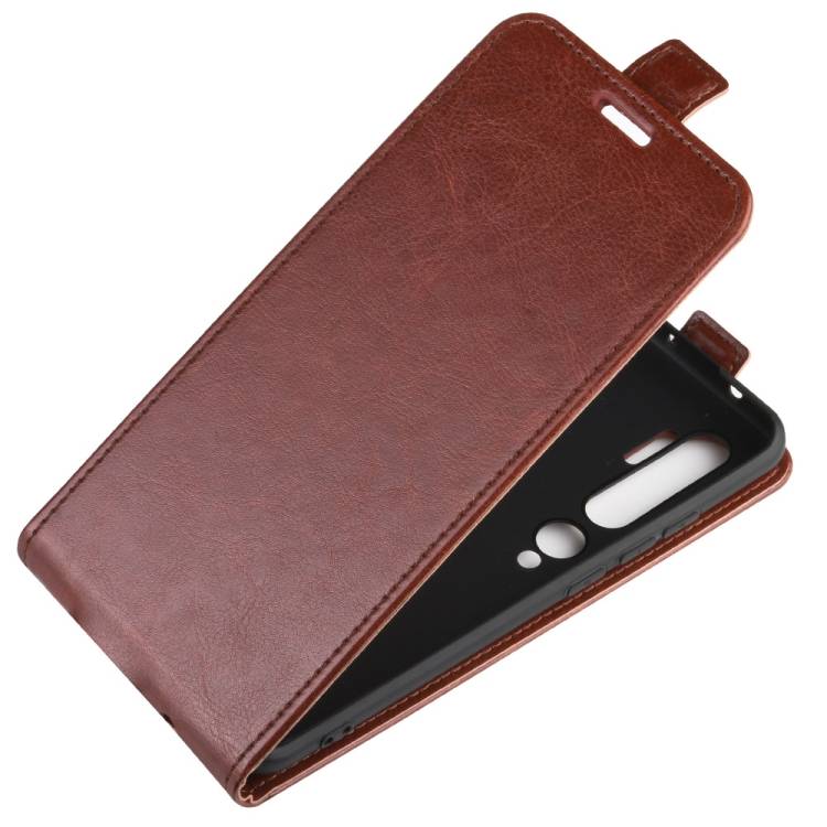 Flip Case Handyhülle für Xiaomi Mi Note 10 Vertikal Schutzhülle Tasche Cover Braun Bumper Smartphone Kartensteckplatz-Kreditkarte-Geldscheine EC-Ka