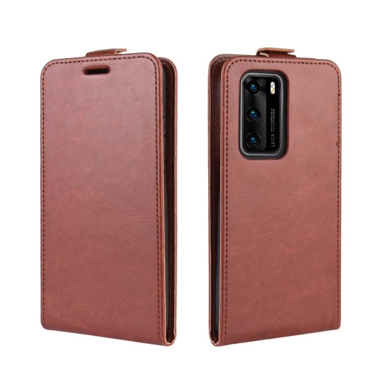 Flip Case Handyhülle für Huawei P40 Vertikal Schutzhülle Tasche Cover Braun Bumper Smartphone Kartensteckplatz-Kreditkarte-Geldscheine EC-Karte Ban