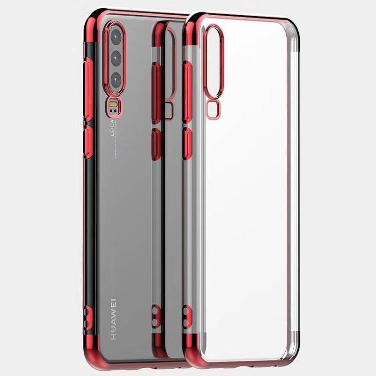 Handy Tasche für Huawei P30 Pro Schutz Hülle Case Bumper Silikon Transparent Rot