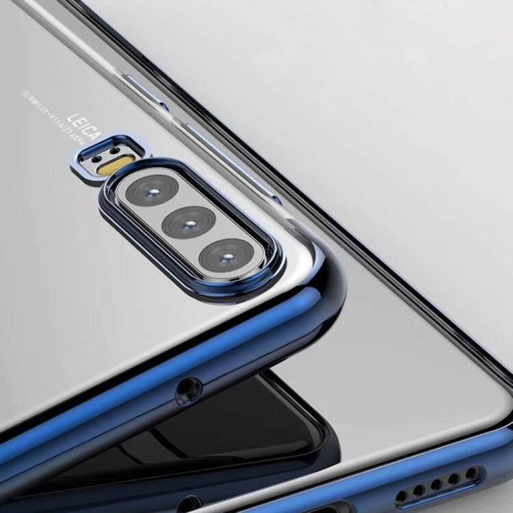 Handy Tasche für Huawei P30 Pro Schutz Hülle Case Bumper Silikon Transparent Blau