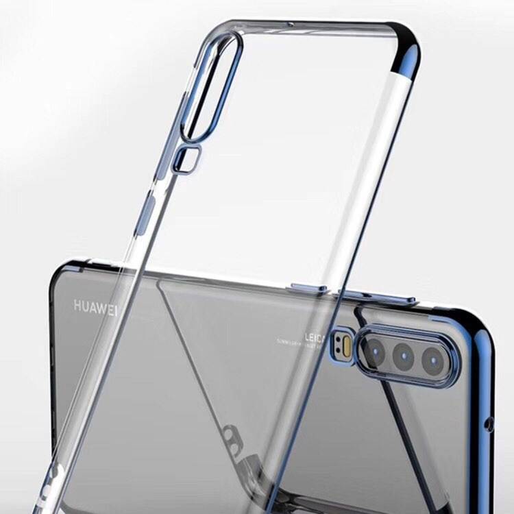 Handy Tasche für Huawei P30 Pro Schutz Hülle Case Bumper Silikon Transparent Blau