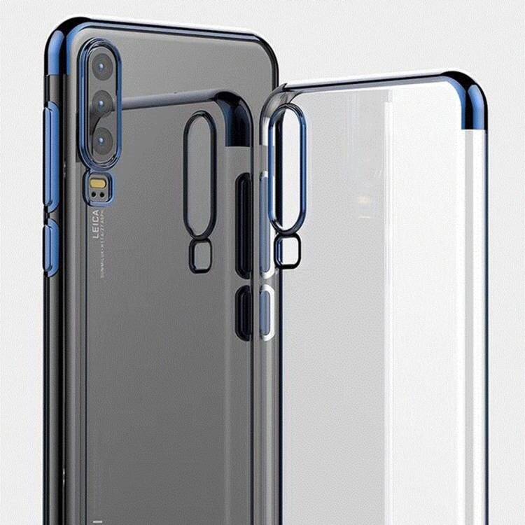 Handy Tasche für Huawei P30 Pro Schutz Hülle Case Bumper Silikon Transparent Blau