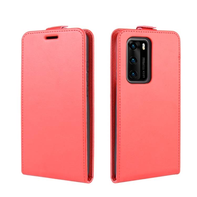 Flip Case Handyhülle für Huawei P40 Pro Vertikal Schutzhülle Tasche Cover Rot Bumper Smartphone Kartensteckplatz-Kreditkarte-Geldscheine EC-Karte