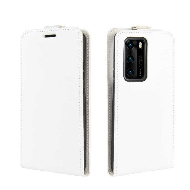 Flip Case Handyhülle für Huawei P40 Pro Vertikal Schutzhülle Tasche Cover Weiß Bumper Smartphone Kartensteckplatz-Kreditkarte-Geldscheine EC-Karte