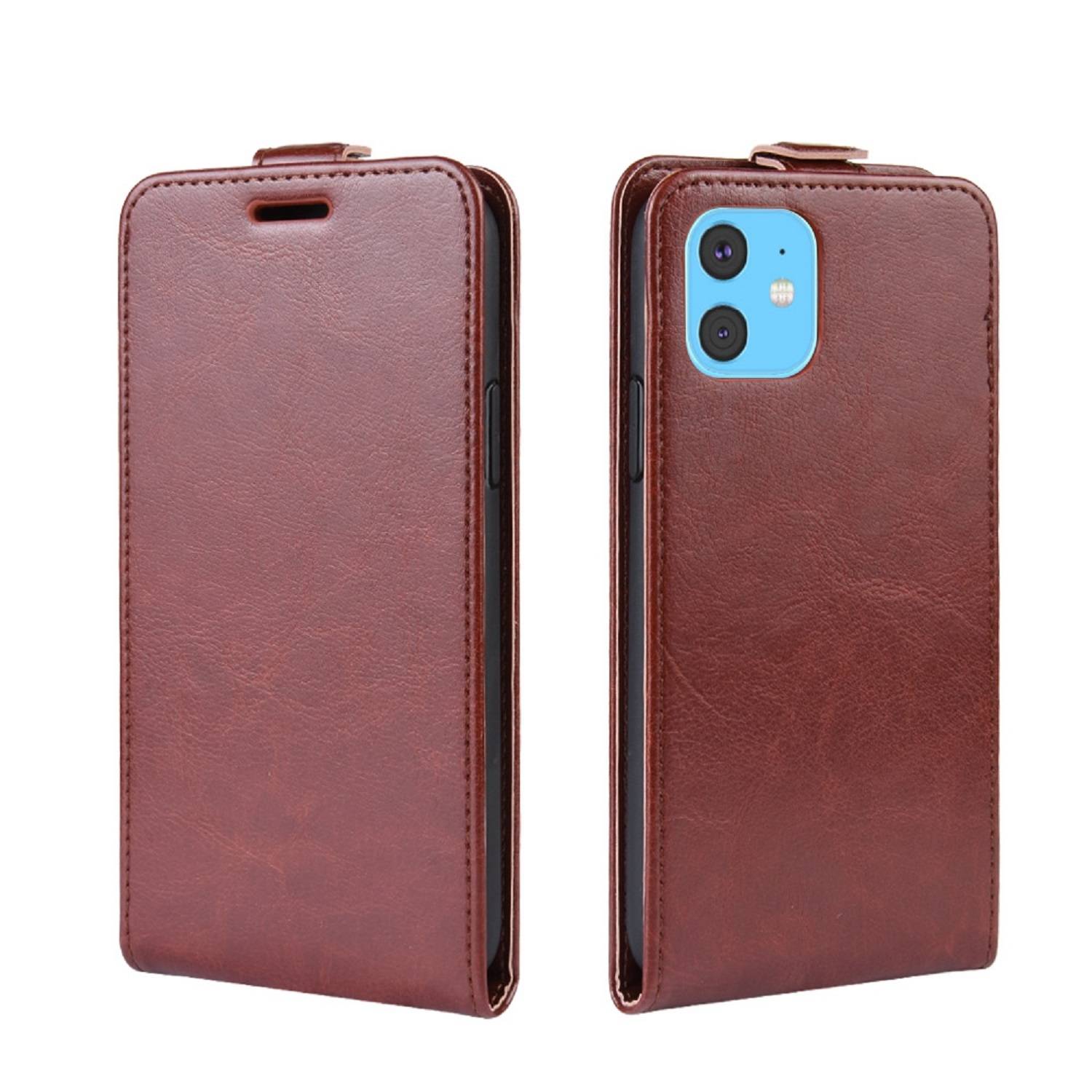 Flip Case Handyhülle für iPhone 11 Pro Max Vertikal Schutzhülle Tasche Cover Braun Bumper Smartphone Kartensteckplatz-Kreditkarte-Geldscheine EC-Ka