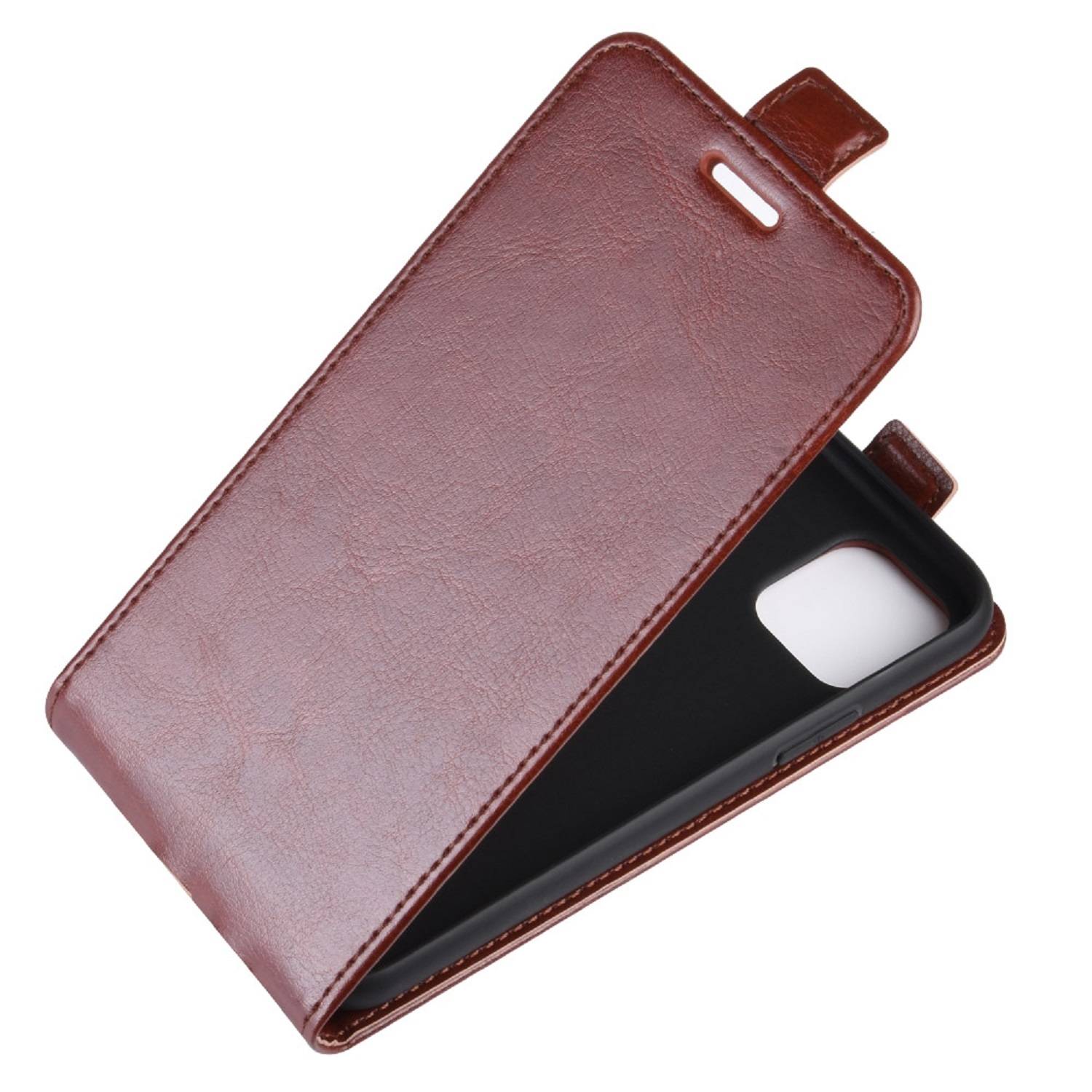 Flip Case Handyhülle für iPhone 11 Pro Max Vertikal Schutzhülle Tasche Cover Braun Bumper Smartphone Kartensteckplatz-Kreditkarte-Geldscheine EC-Ka