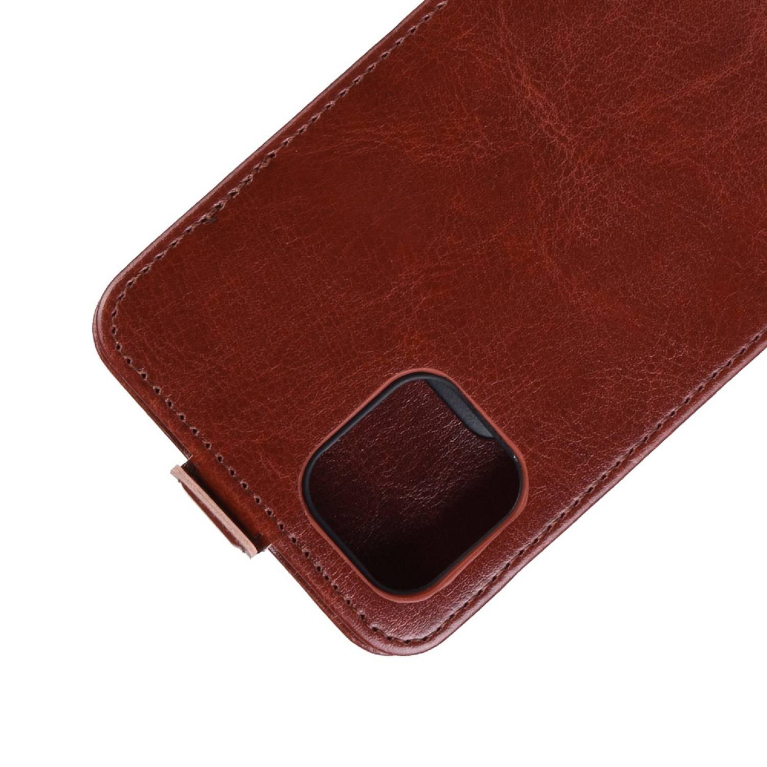 Flip Case Handyhülle für iPhone 11 Pro Max Vertikal Schutzhülle Tasche Cover Braun Bumper Smartphone Kartensteckplatz-Kreditkarte-Geldscheine EC-Ka