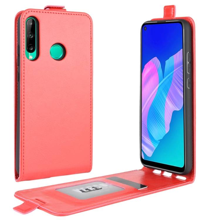 Flip Case Handyhülle für Huawei P40 Lite E Vertikal Schutzhülle Tasche Cover Rot Bumper Smartphone Kartensteckplatz-Kreditkarte-Geldscheine EC-Kart