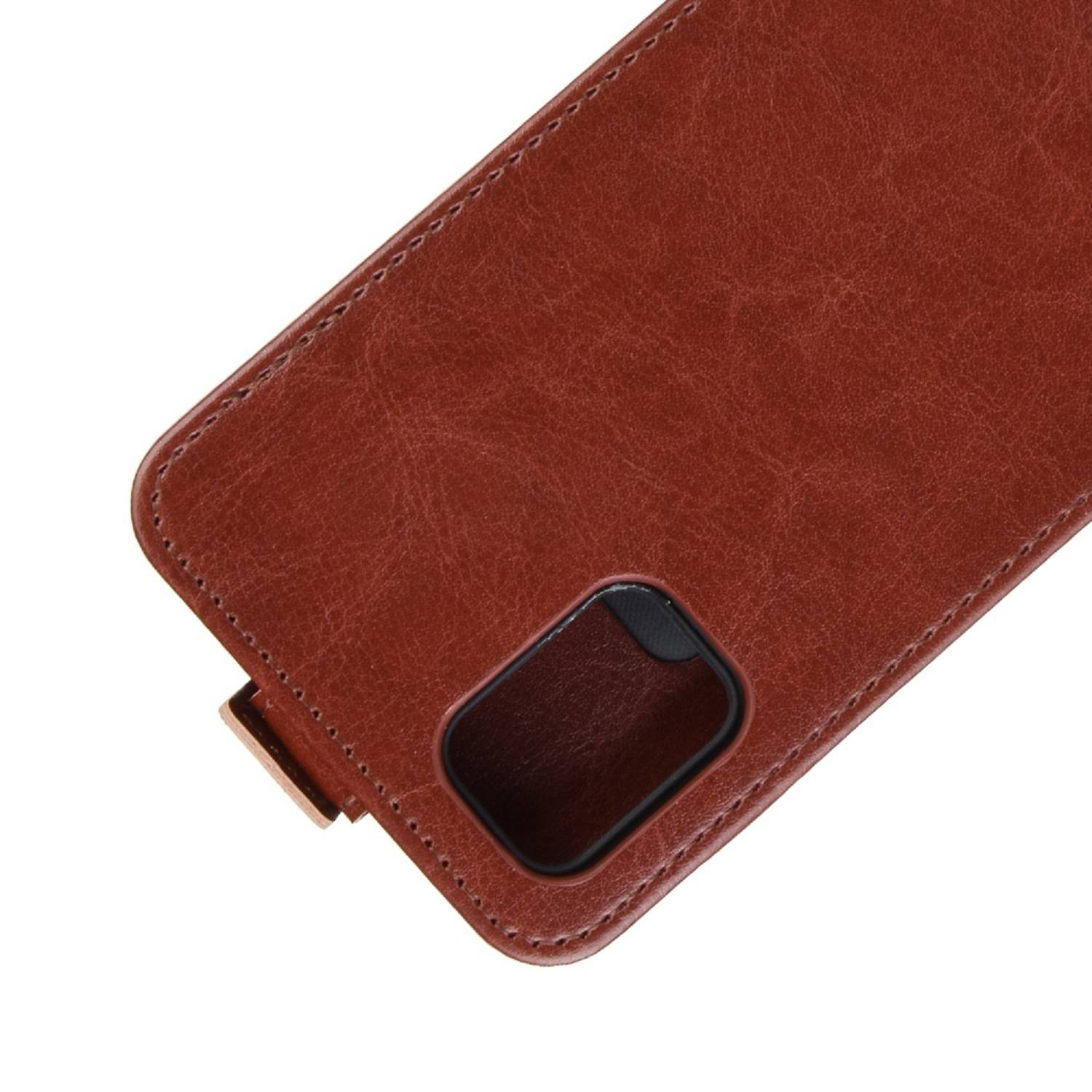 Flip Case Handyhülle für Samsung Galaxy A51 Vertikal Schutzhülle Tasche Cover Braun Bumper Smartphone Kartensteckplatz-Kreditkarte-Geldscheine EC-