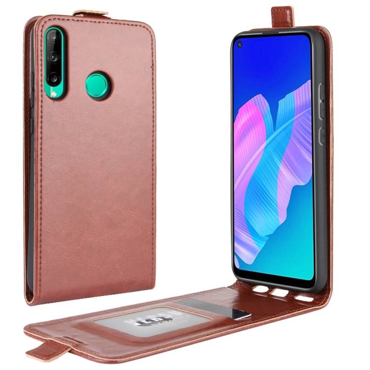 Flip Case Handyhülle für Huawei P40 Lite E Vertikal Schutzhülle Tasche Cover Braun Bumper Smartphone Kartensteckplatz-Kreditkarte-Geldscheine EC-Ka