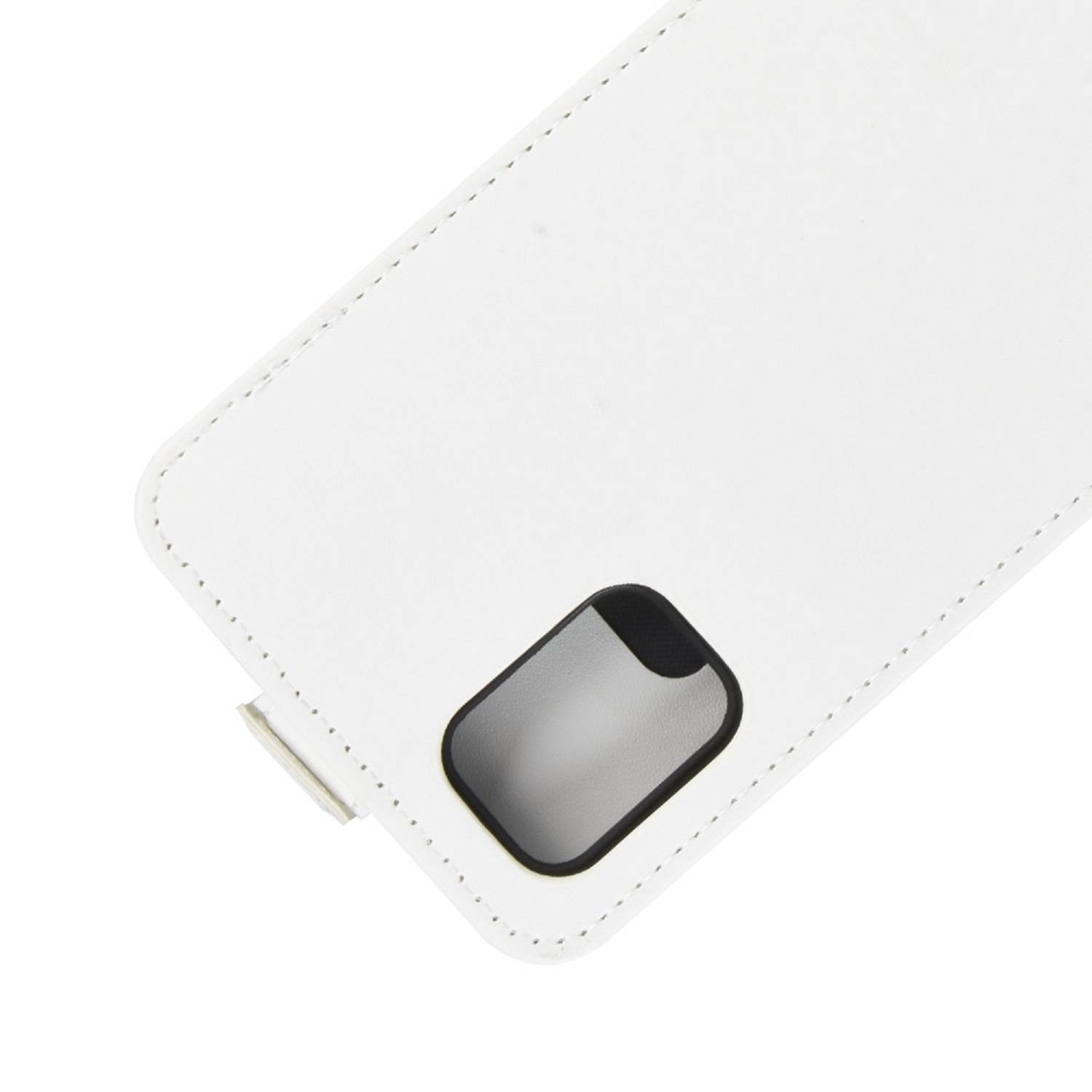 Flip Case Handyhülle für Samsung Galaxy A51 Vertikal Schutzhülle Tasche Cover Weiß Bumper Smartphone Kartensteckplatz-Kreditkarte-Geldscheine EC-K