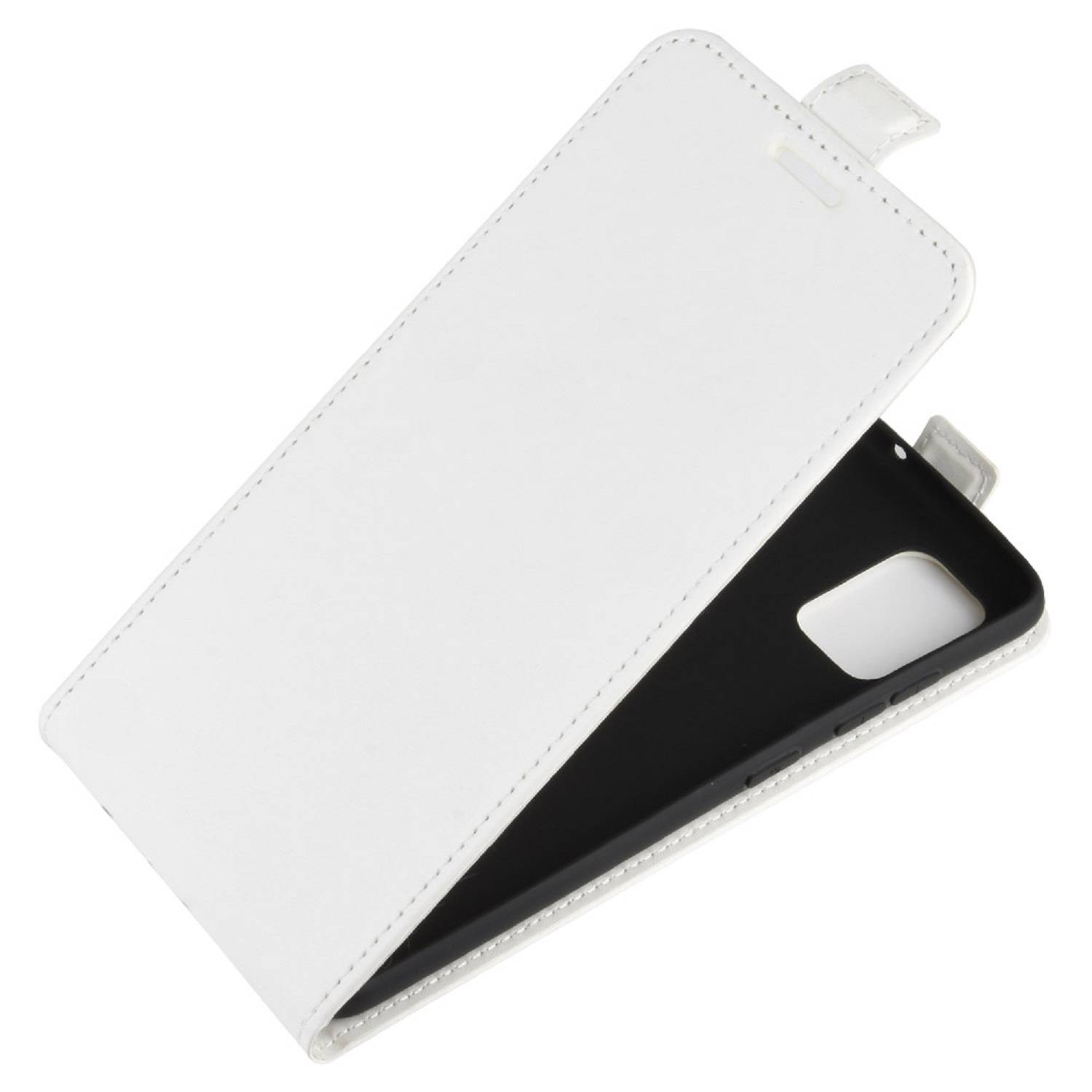 Flip Case Handyhülle für Samsung Galaxy A51 Vertikal Schutzhülle Tasche Cover Weiß Bumper Smartphone Kartensteckplatz-Kreditkarte-Geldscheine EC-K