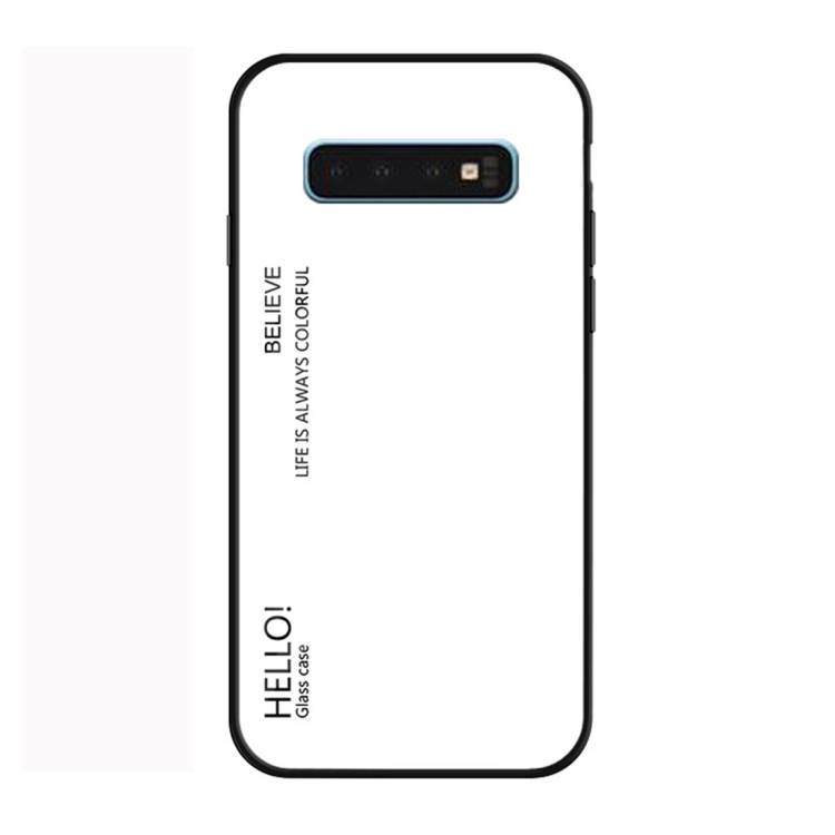 Handy Tasche für Samsung Galaxy S10 Gradient Glas Case Cover Schutz Hülle Weiss