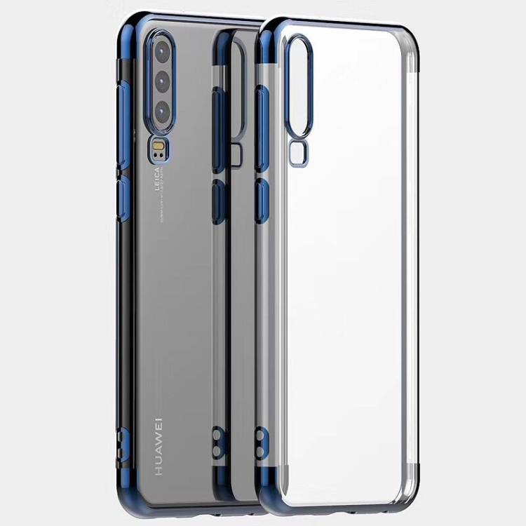 Handy Tasche für Huawei P30 Pro Schutz Hülle Case Bumper Silikon Transparent Blau