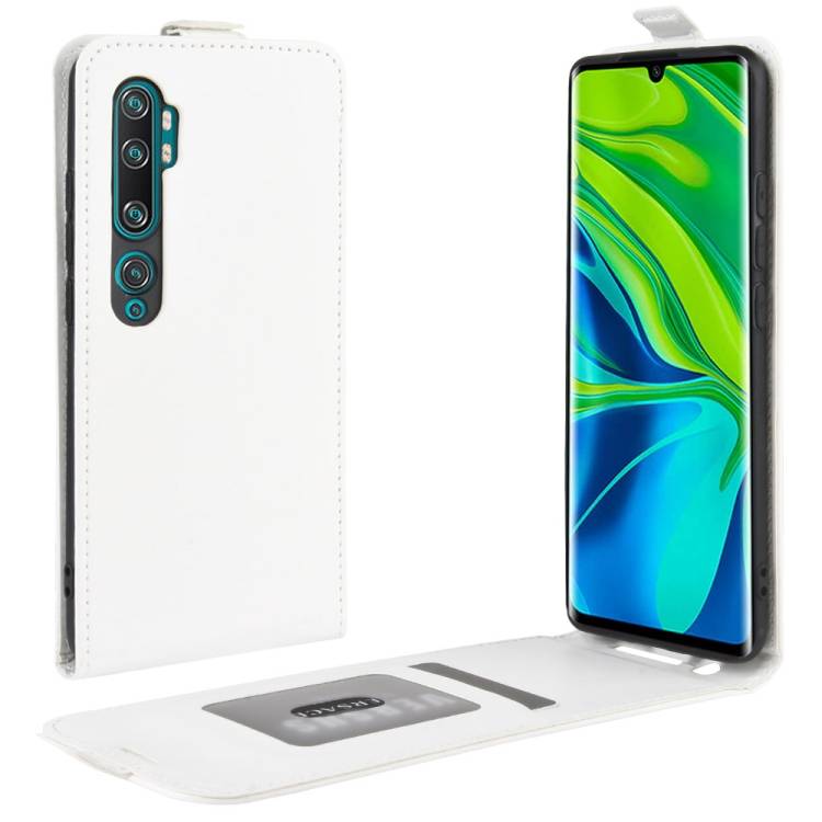 Flip Case Handyhülle für Xiaomi Mi Note 10 Pro Vertikal Schutzhülle Tasche Cover Weiß Bumper Smartphone Kartensteckplatz-Kreditkarte-Geldscheine